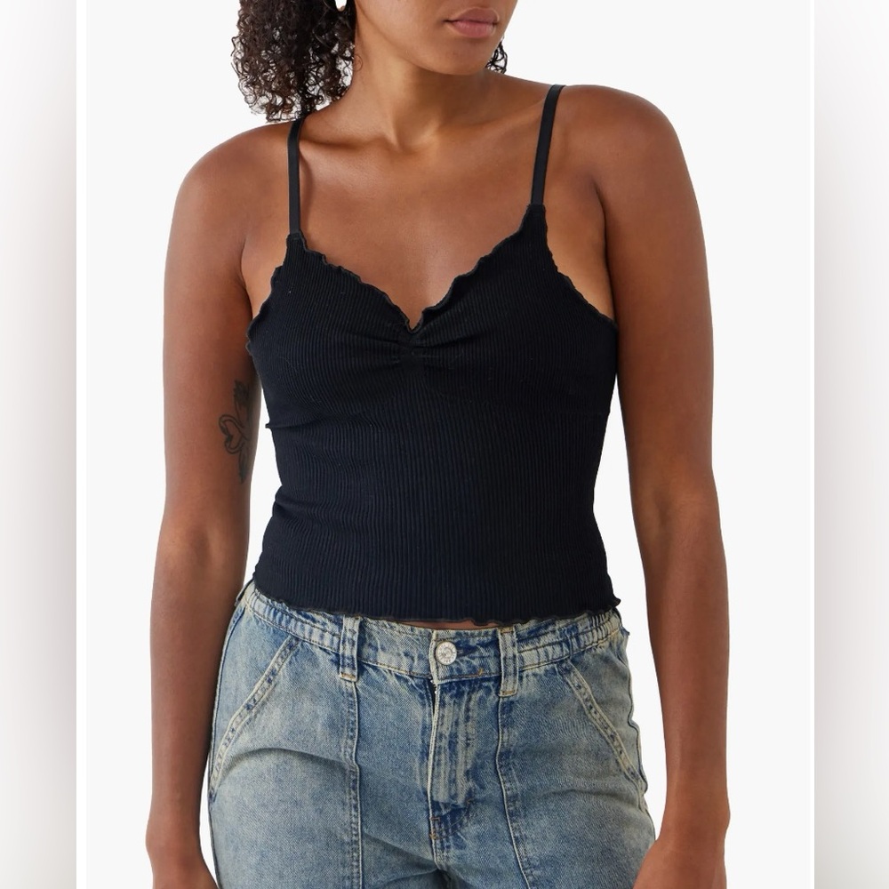 Urban Outfitters Black Ruched Cami Tank Top
